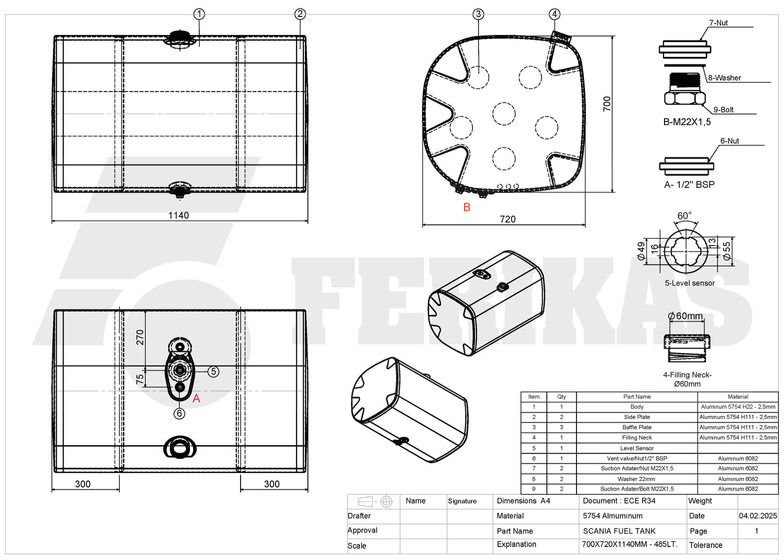 New Fuel tank for Truck Scania New aluminum fuel tank 485L: picture 10