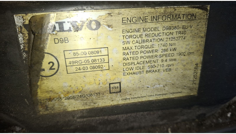 Volvo D9B380/ D9B-360 .G9A-300 D9B310. D9A.-340 - Engine: picture 4 Volvo D9B380/ D9B-360 .G9A-300 D9B310. D9A.-340 - Engine: picture 4