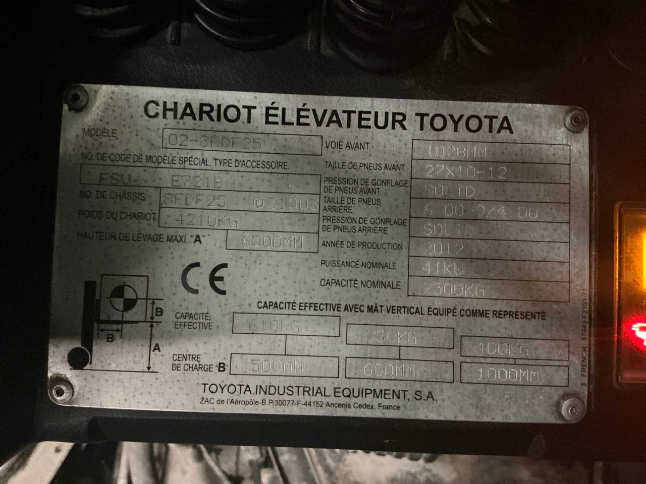 2012 TOYOTA 02-8FDF25 FORKLIFT - Forklift: picture 2 2012 TOYOTA 02-8FDF25 FORKLIFT - Forklift: picture 2