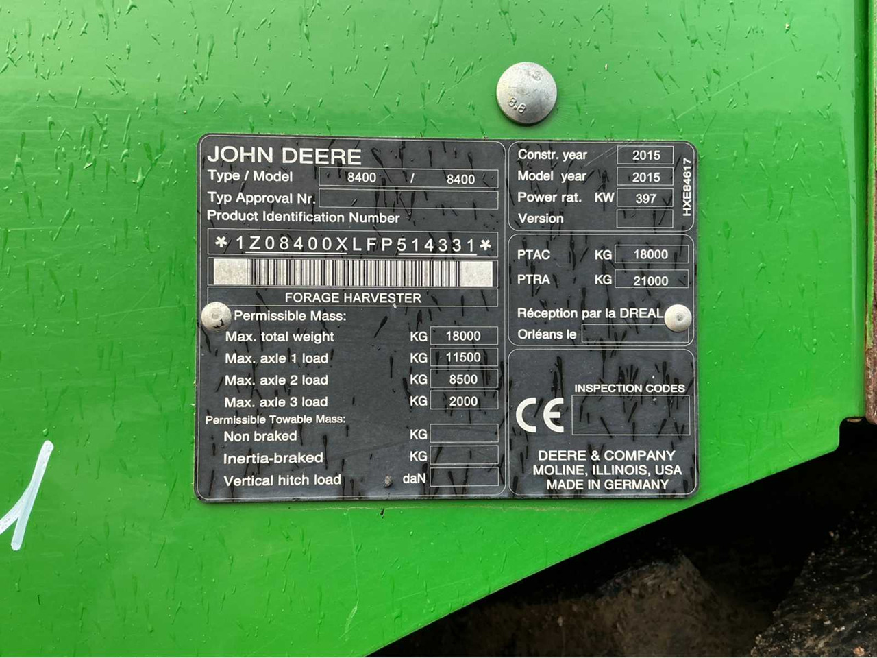 JOHN DEERE 8400I FORAGE HARVESTER - 2016 - 3988 HOURS - Forage harvester: picture 2 JOHN DEERE 8400I FORAGE HARVESTER - 2016 - 3988 HOURS - Forage harvester: picture 2