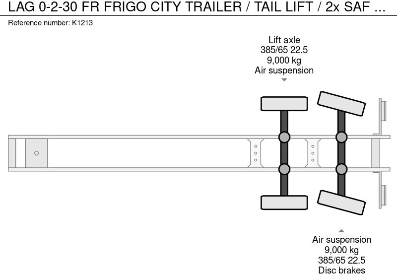 Refrigerator semi-trailer LAG 0-2-30 FR FRIGO CITY TRAILER / TAIL LIFT / 2x SAF AXLE DISK 1x LIFT AXLE 1x STEER AXLE: picture 16