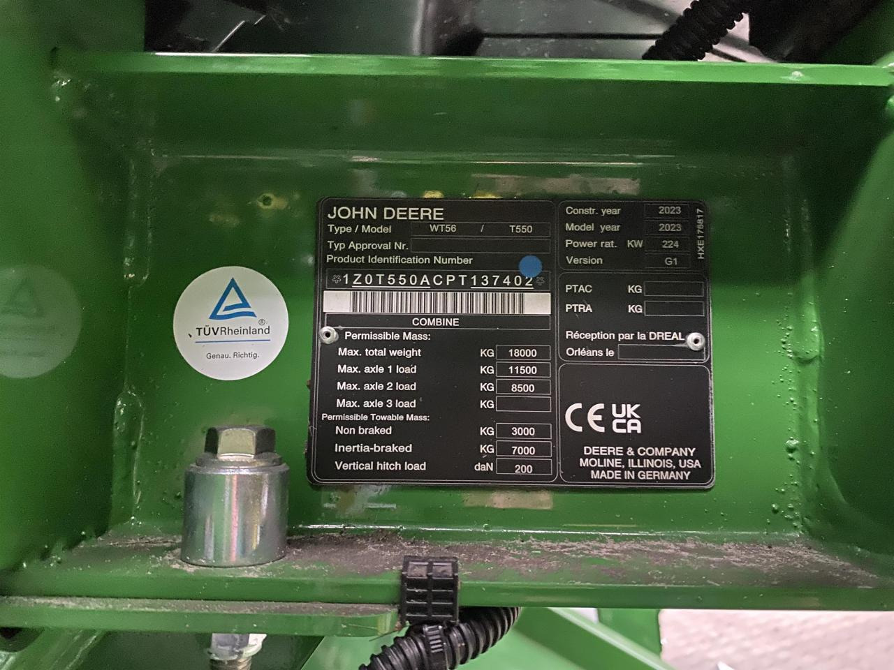 Combine harvester John Deere T550i: picture 8