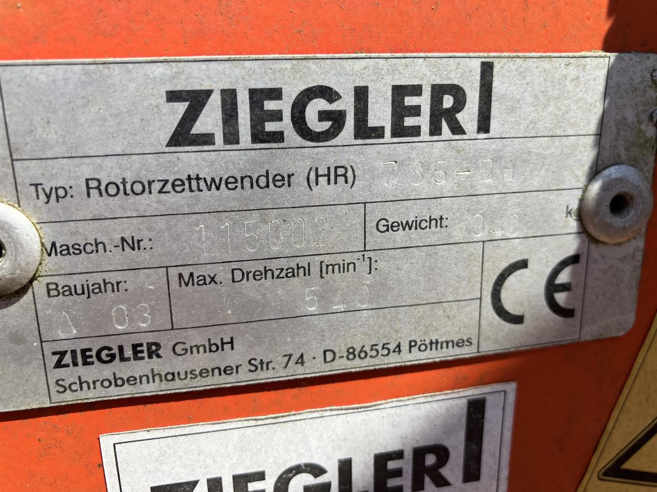 Ziegler HR785DH - Tedder/ Rake: picture 5 Ziegler HR785DH - Tedder/ Rake: picture 5
