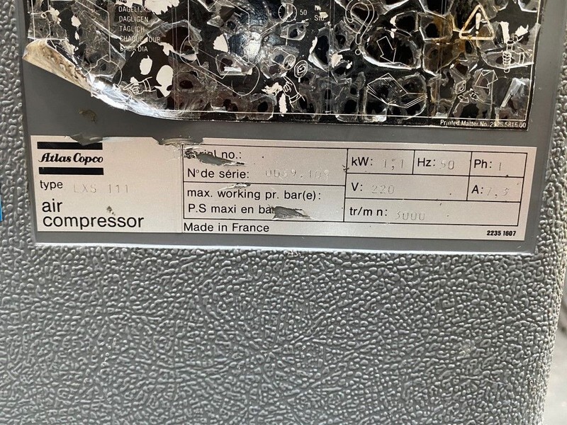 Atlas-Copco LXS 111 1.1 kW 10 bar 125 L / min zuigercompressor met 50 liter ketel - Air compressor: picture 3 Atlas-Copco LXS 111 1.1 kW 10 bar 125 L / min zuigercompressor met 50 liter ketel - Air compressor: picture 3