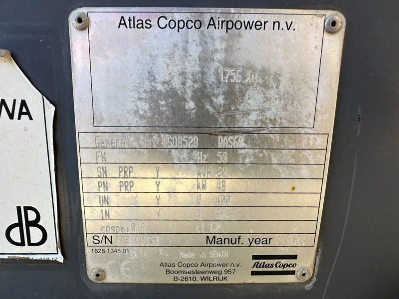 Atlas-Copco QAS 60 Perkins Leroy Somer 60 kVA Silent Rental generatorset - Generator set: picture 4 Atlas-Copco QAS 60 Perkins Leroy Somer 60 kVA Silent Rental generatorset - Generator set: picture 4