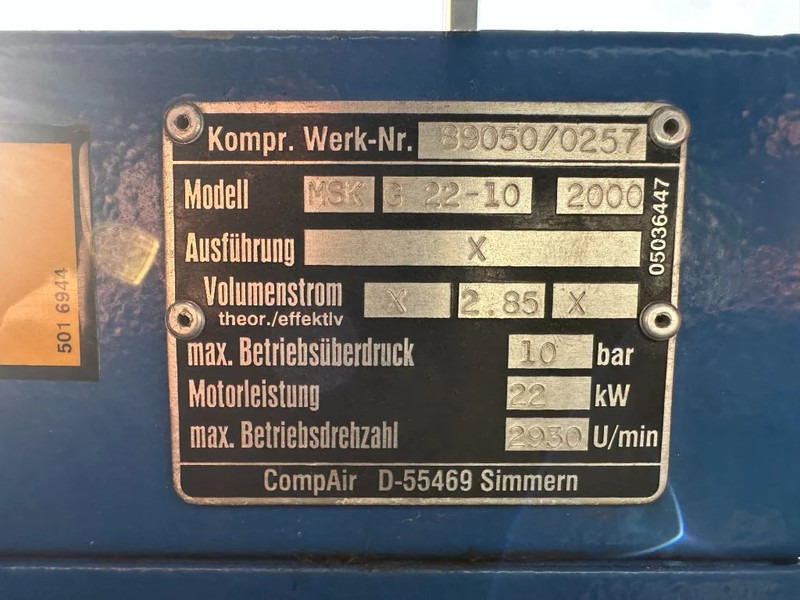 Compair MSK-G22 Elektrische Schroefcompressor 22 kW 3000 L / min 10 Bar - Air compressor: picture 3 Compair MSK-G22 Elektrische Schroefcompressor 22 kW 3000 L / min 10 Bar - Air compressor: picture 3
