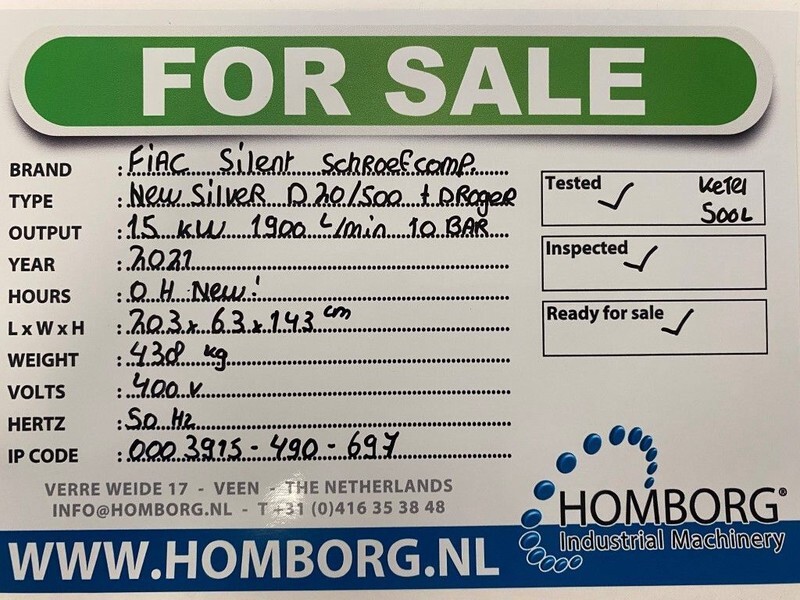 Fiac New Silver D 20 / 500 Silent 15 kW 1900 L / min 10 Bar Elektrische Schroefcompressor met ketel en droger - Air compressor: picture 2 Fiac New Silver D 20 / 500 Silent 15 kW 1900 L / min 10 Bar Elektrische Schroefcompressor met ketel en droger - Air compressor: picture 2