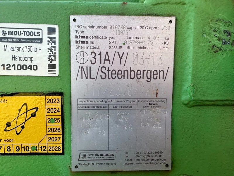 Kiwa IBC Steenbergen 750 liter Dieseltank met Handpomp Milieutank - Storage tank: picture 3 Kiwa IBC Steenbergen 750 liter Dieseltank met Handpomp Milieutank - Storage tank: picture 3