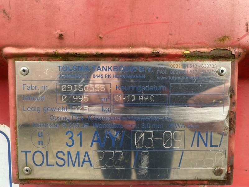 Tolsma Kiwa IBC 1000 liter dieseltank met handpomp - Storage tank: picture 3 Tolsma Kiwa IBC 1000 liter dieseltank met handpomp - Storage tank: picture 3