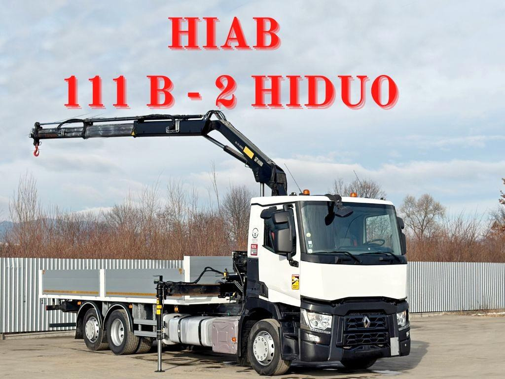 Renault T 380 * HIAB 111 B - 2 HIDUO + FUNK / 6x2! - Crane truck, Dropside/ Flatbed truck: picture 1 Renault T 380 * HIAB 111 B - 2 HIDUO + FUNK / 6x2! - Crane truck, Dropside/ Flatbed truck: picture 1
