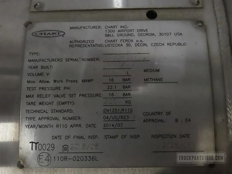 Scania 2859387 LNG tank 352L - Fuel tank for Truck: picture 3 Scania 2859387 LNG tank 352L - Fuel tank for Truck: picture 3