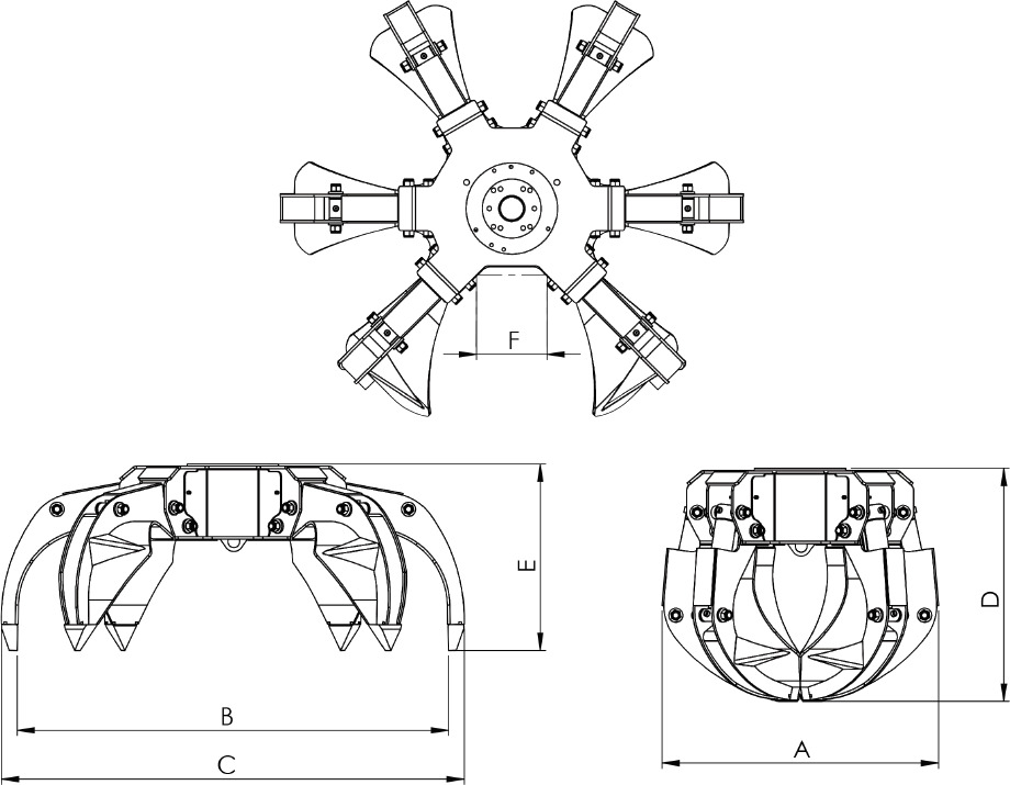 Asymmetric polyp grabs PLP-Z 320/6 - Grapple for Truck mounted crane: picture 3 Asymmetric polyp grabs PLP-Z 320/6 - Grapple for Truck mounted crane: picture 3