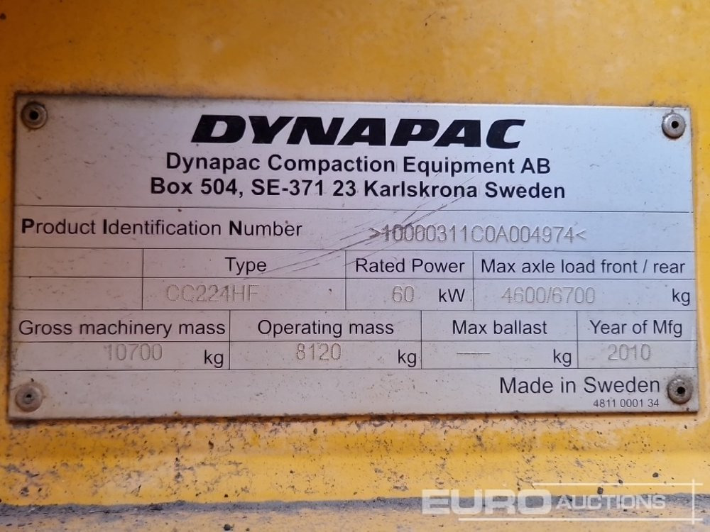 2010 Dynapac CC224HF - Roller: picture 1 2010 Dynapac CC224HF - Roller: picture 1