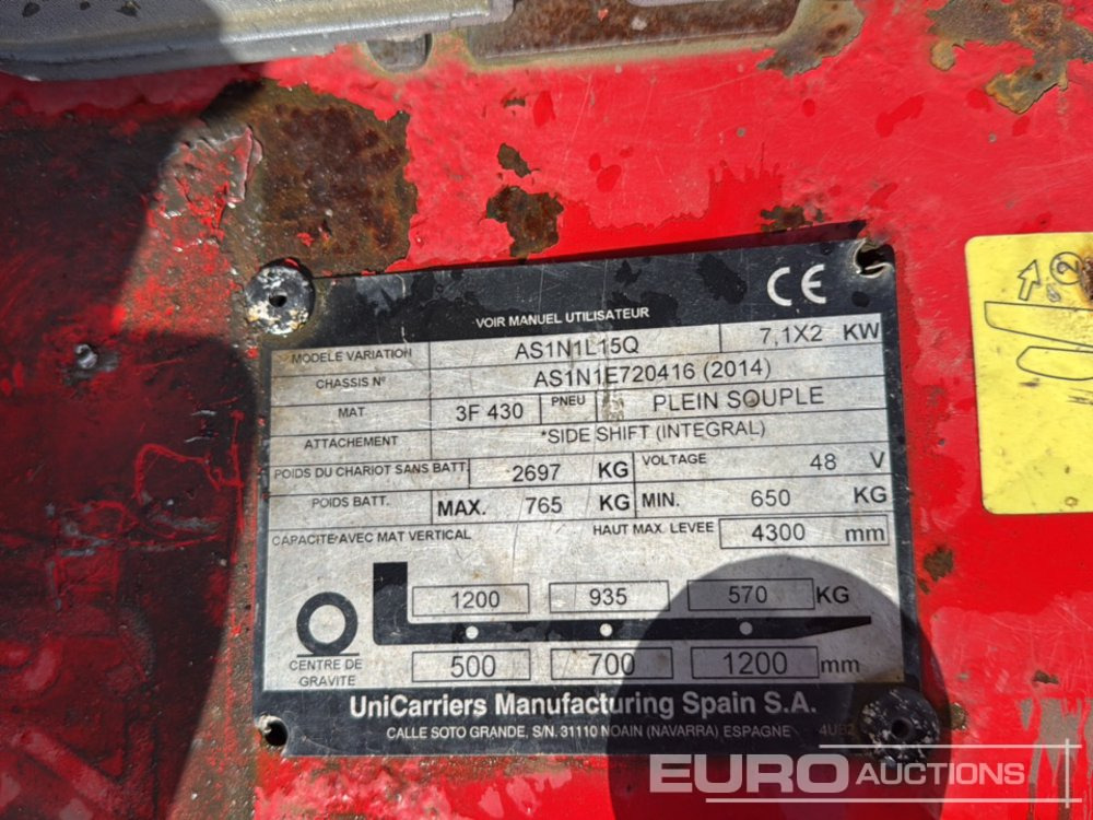 Forklift 2014 UniCarriers AS1N1L15Q: picture 32