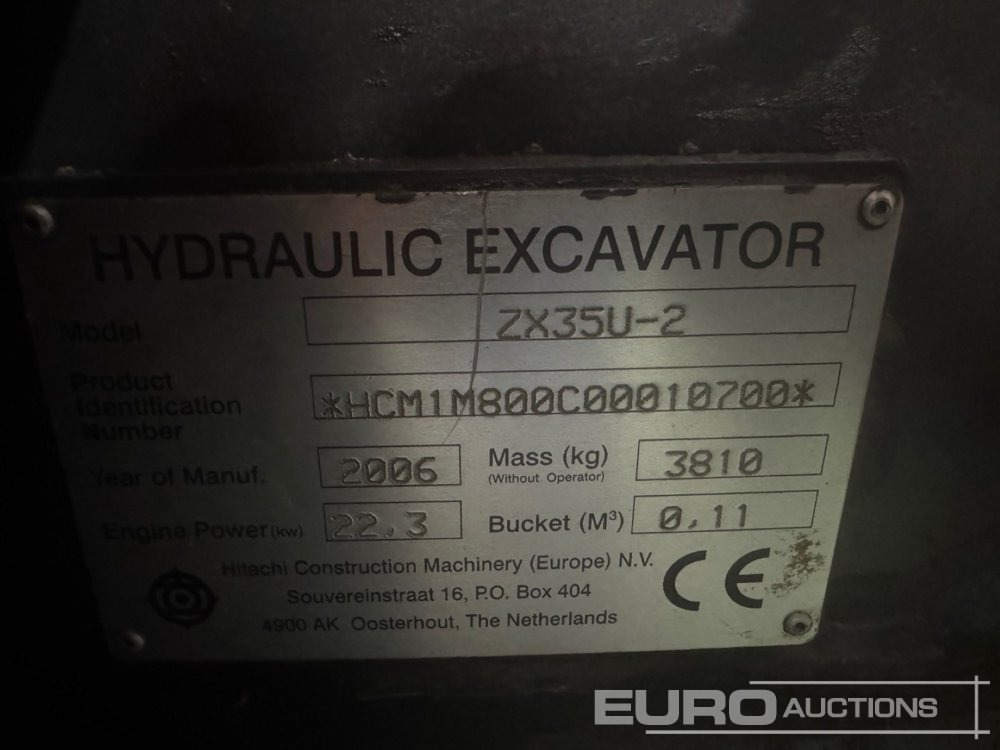 Hitachi ZX35U-2 - Mini excavator: picture 1 Hitachi ZX35U-2 - Mini excavator: picture 1