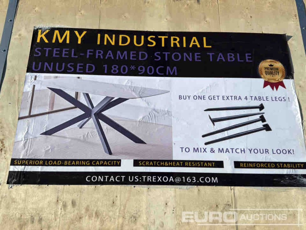 Construction equipment Unused 2025 KMY Industrial Table Steel-Framed Stone Dining Table, Size: 180X90CM: picture 6