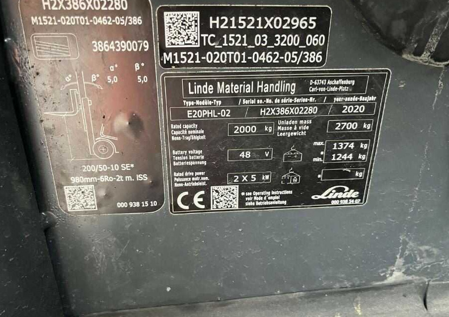 Linde E20PHL-02 - Electric forklift: picture 4 Linde E20PHL-02 - Electric forklift: picture 4
