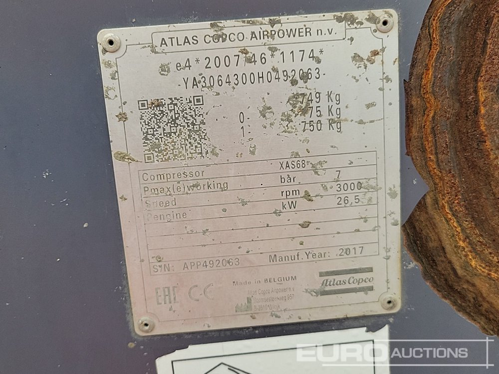 Air compressor 2017 Atlas Copco XAS68: picture 36
