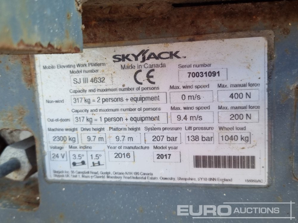 Aerial platform 2017 SkyJack SJIII 4632: picture 39