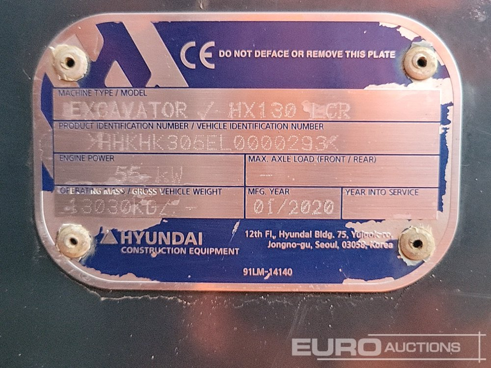 Crawler excavator 2020 Hyundai HX130LCR: picture 48 Crawler excavator 2020 Hyundai HX130LCR: picture 48