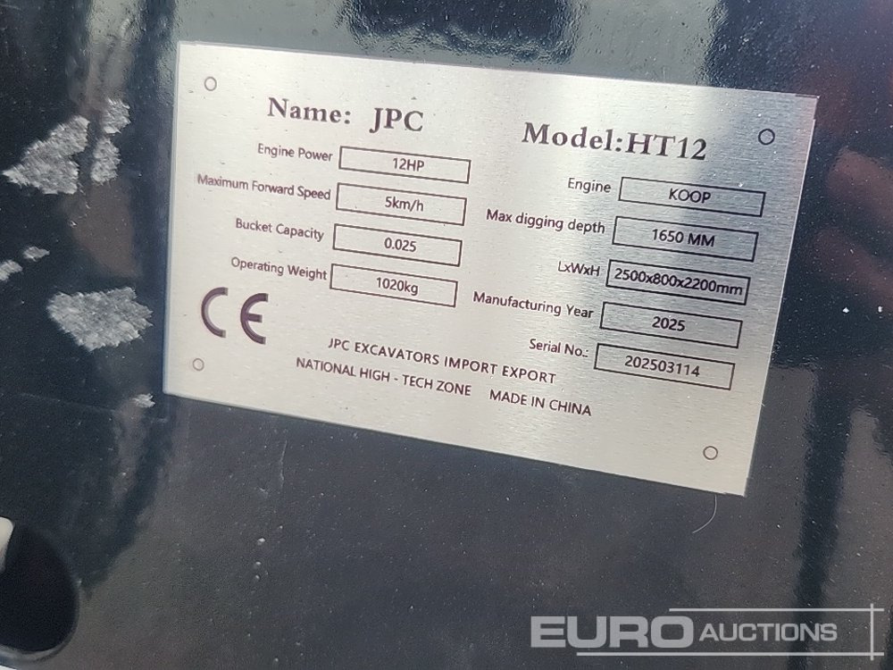 Unused 2025 JPC HT12 - Mini excavator: picture 2 Unused 2025 JPC HT12 - Mini excavator: picture 2